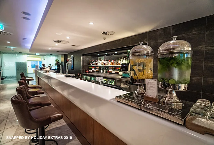 Bar area inside No1 Lounge at Heathrow Terminal 3