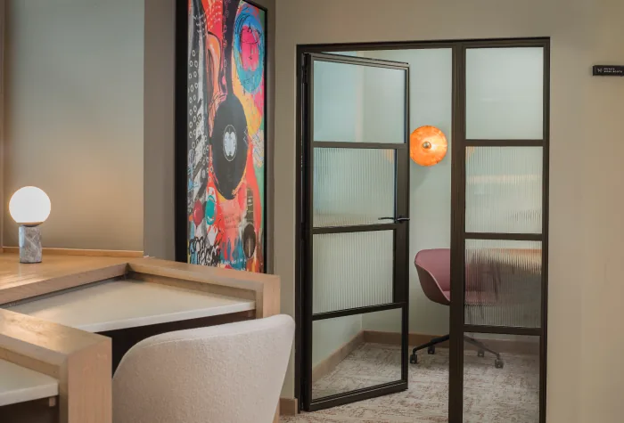 Private workspace area inside Aspire Luxe at Liverpool Airport