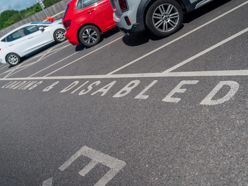 Disabled parking bays at a Gatwick Car Park