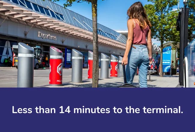 Less than 14 minutes to the terminal