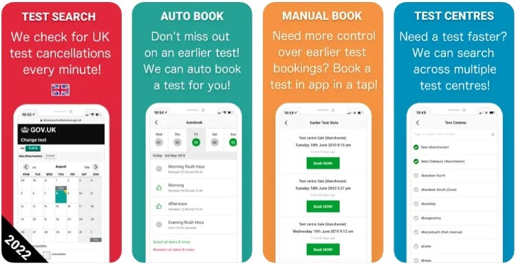 Driving Test Cancellations NOW App screenshots on iOS