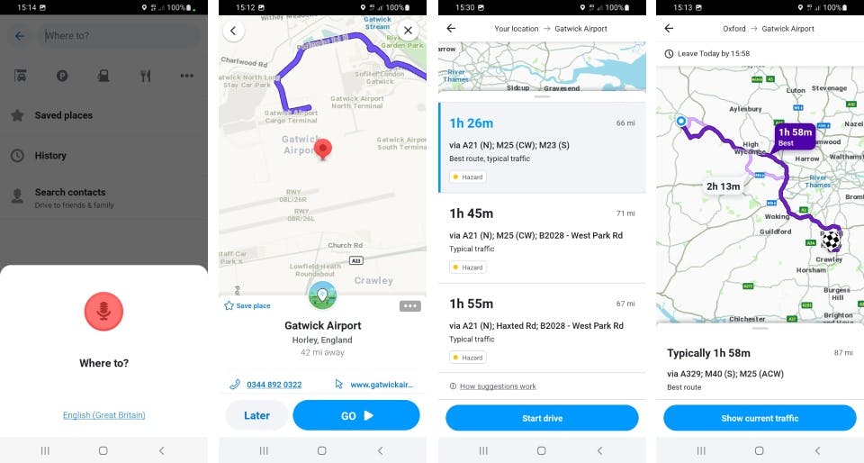 Waze app screenshots - map