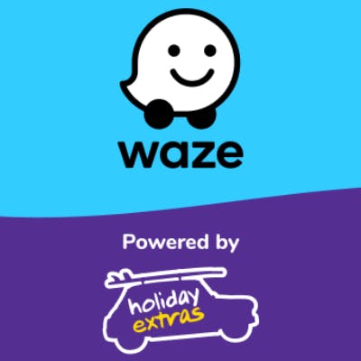Waze App Powered by Holiday Extras Logo