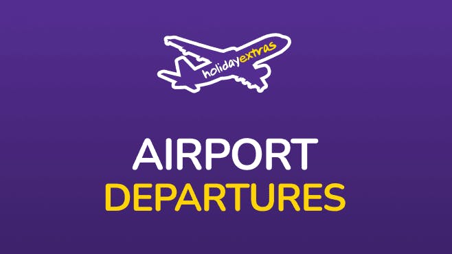 Holiday Extras Airport Departures - Departures Mobile Banner with Airplane Icon