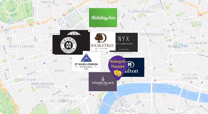 Hotels near Aldwych Theatre London Map