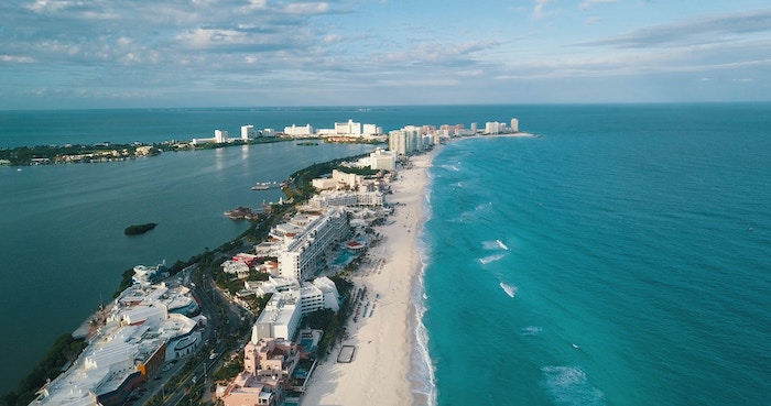 Aerial view of Cancun