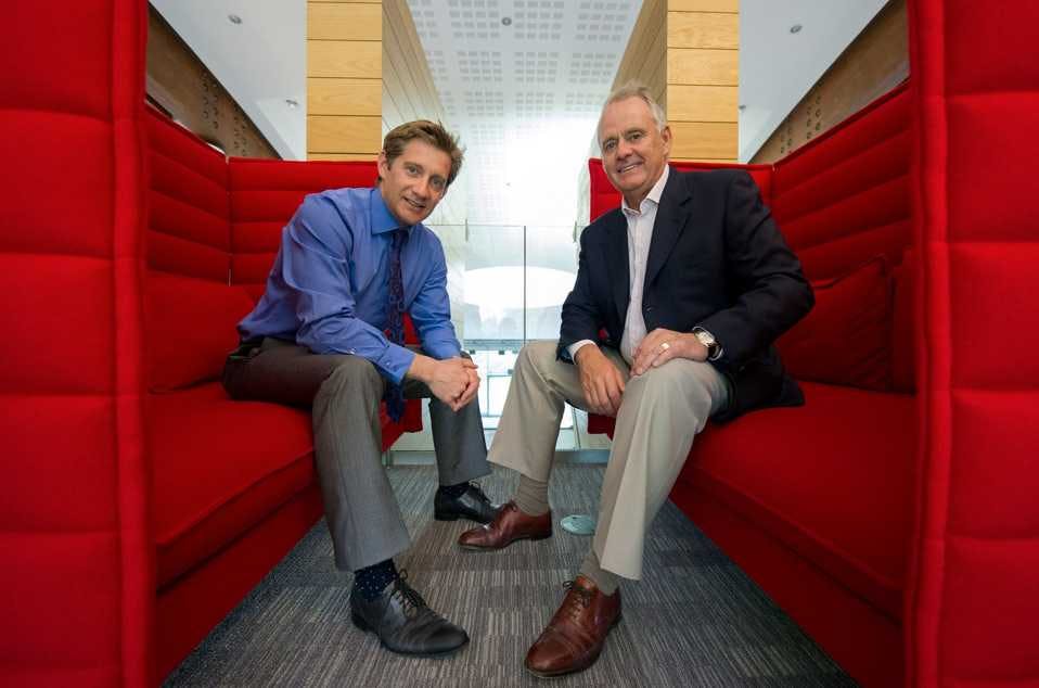 Matthew Pack and Gerry Pack at the Holiday Extras Office.