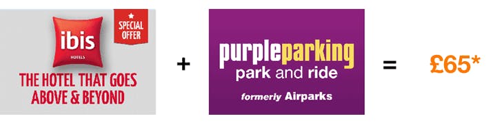 Gatwick Ibis Hotel with Purple Parking Car Park Package Deal Logo