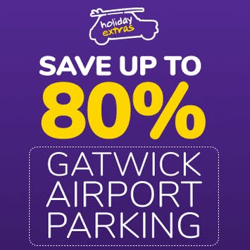 Gatwick Airport Parking Holiday Extras 80% Savings message