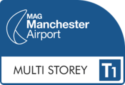 Manchester Airport Parking Multi Storey Car Park T1 Logo - the logo reads MAG Manchester Airport Multi-Storey T1