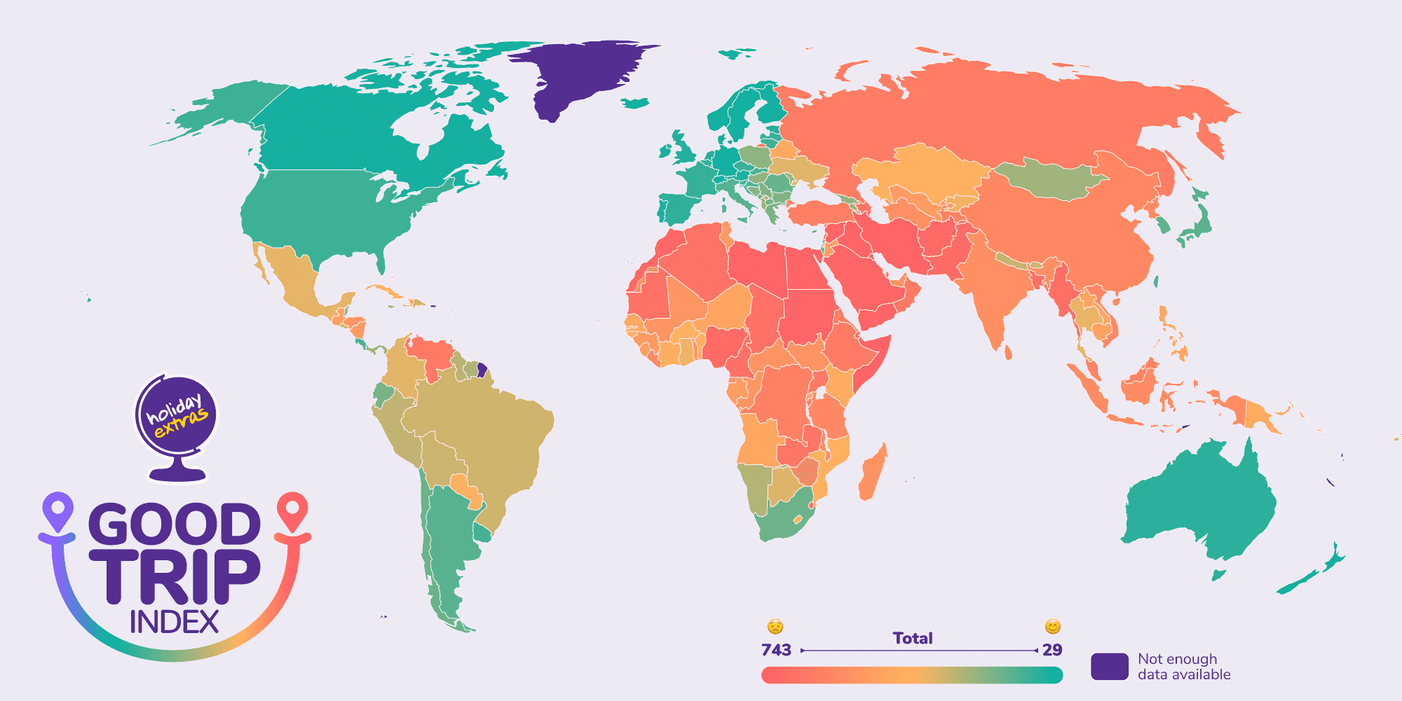 Map of countries on the Have a good trip index