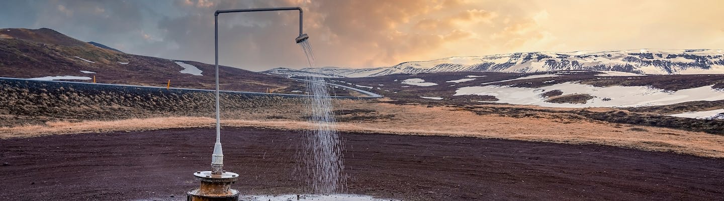 An outdoor shower in Iceland
