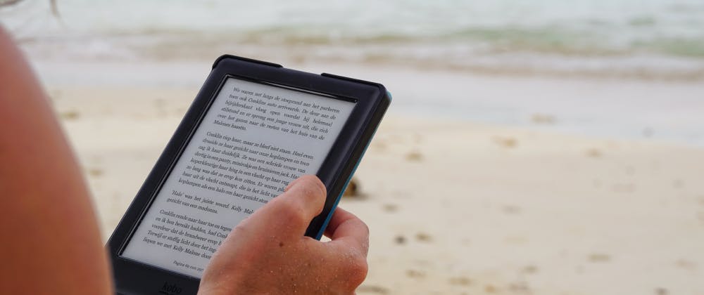 e-reader at the beach