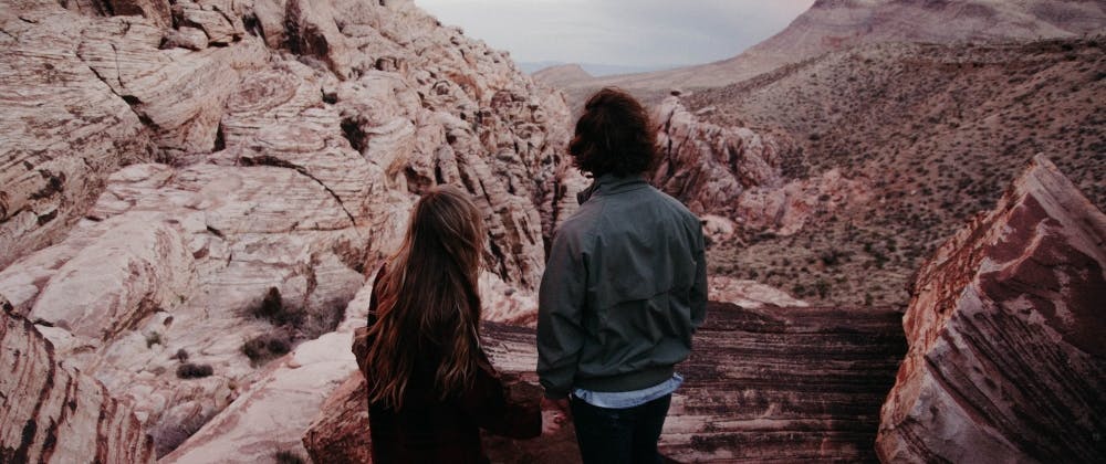 Two people admiring the view at Red Rock Canyon National Conservation Area