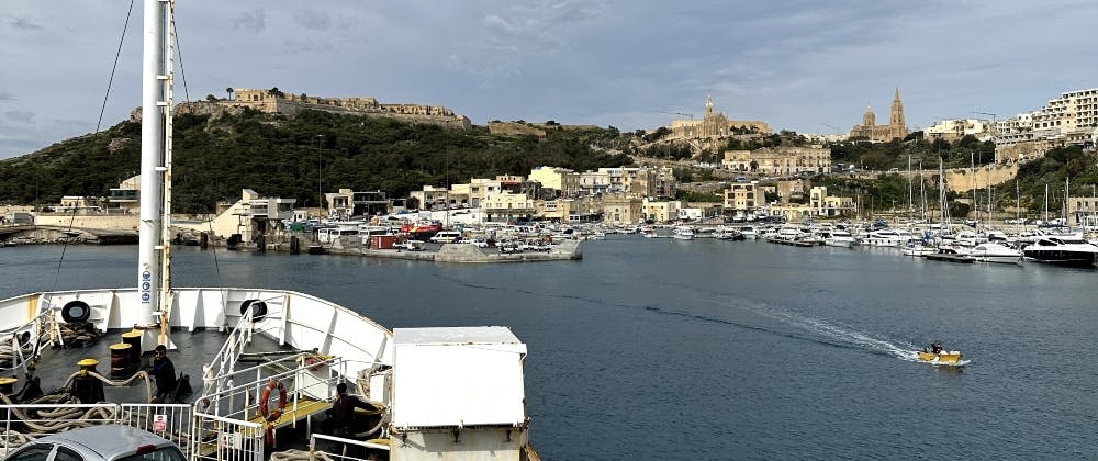 Approaching Mġarr Harbour on the Gozo Channel ferry