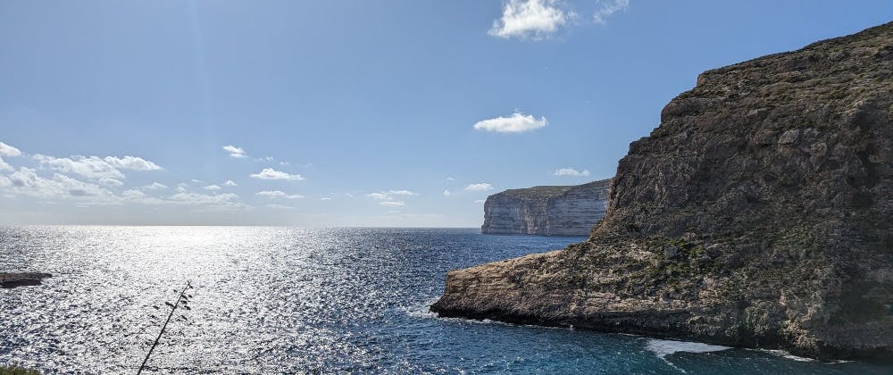 Lovely view of the sea and hillside in Xlendi, Gozo