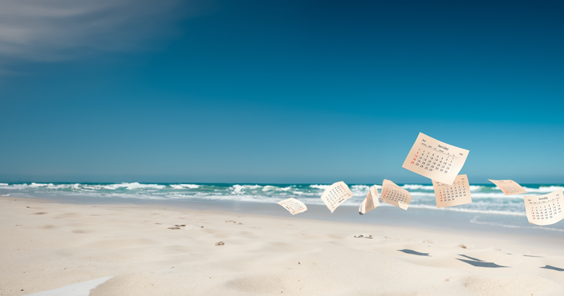 Beach with holiday items