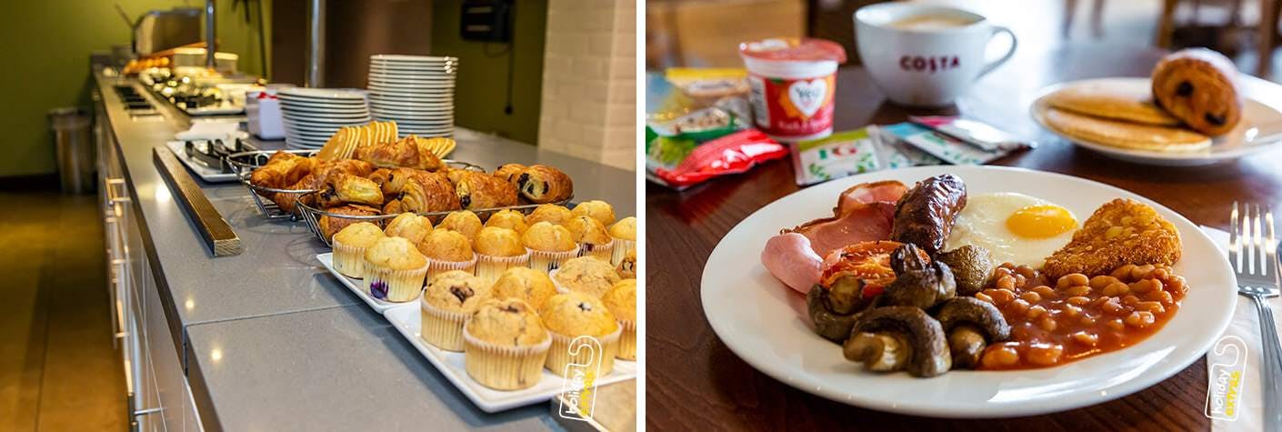 Premier Inn hotel breakfast including full English, continental options and a cooked fry-up