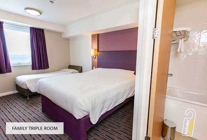 Standard family room at Premier Inn Gatwick Airport with a double bed and a sofa bed