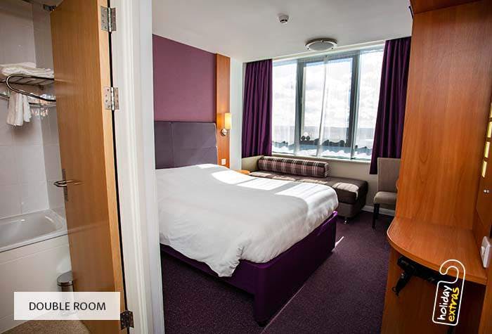 Standard double room at Premier Inn Gatwick Airport with a double bed