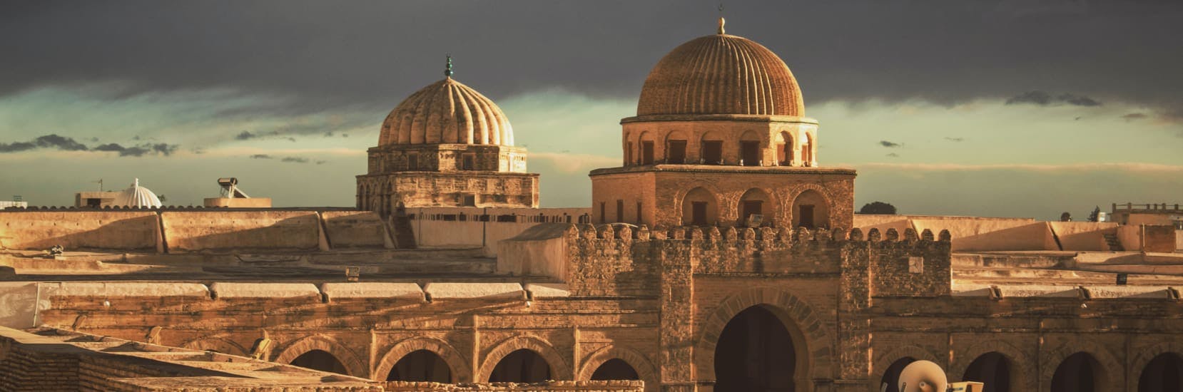 Historic mosque and skyline in Tunis, Tunisia