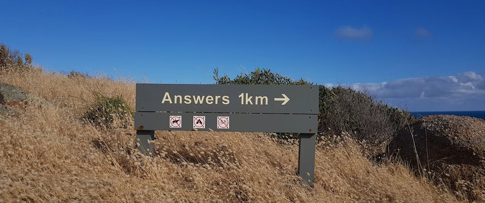 A sign in Hadija that reads answers