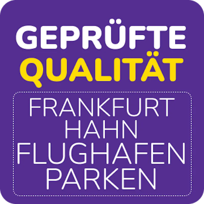 Lila Logo Geprüfte Qualität Parkplätze Flughafen Frankfurt Hahn