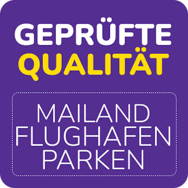 Lila Logo Geprüfte Qualität Malpensa Parkplätze