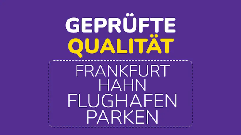 Lila Logo Geprüfte Qualität Parkplätze Flughafen Frankfurt Hahn