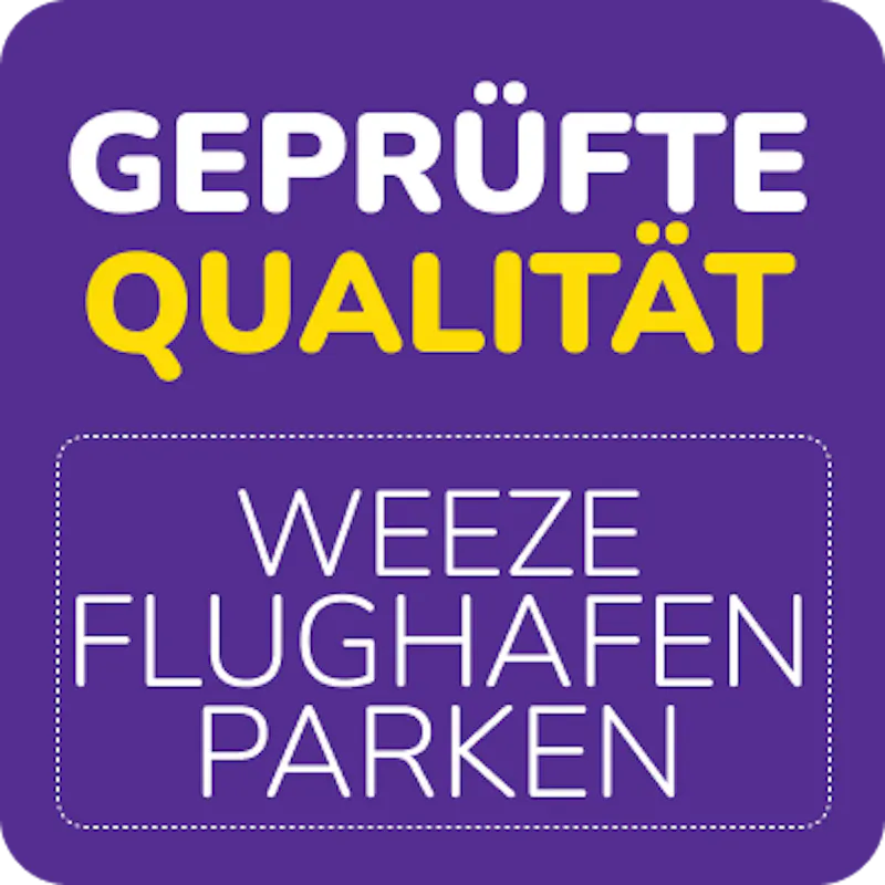 Lila Logo Geprüfte Qualität Weeze Parkplätze