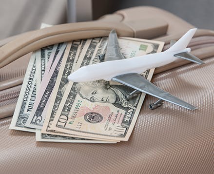 Fish and chips served at a table in an airport hotel