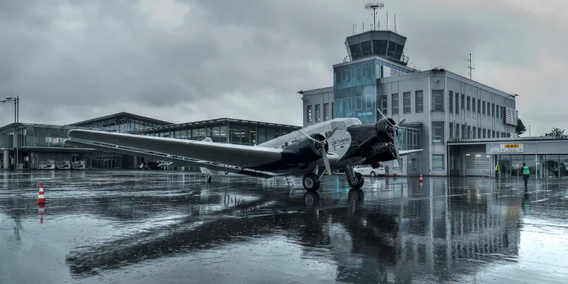 Flughafen Paderborn mit Propellermaschine