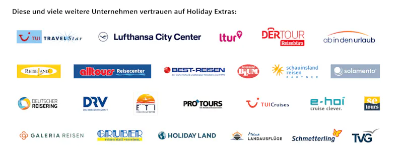 Liste von Partnern, u.a. TUI, Lufthansa City Center, Dertour, Ab In Den Urlaub und Alltours