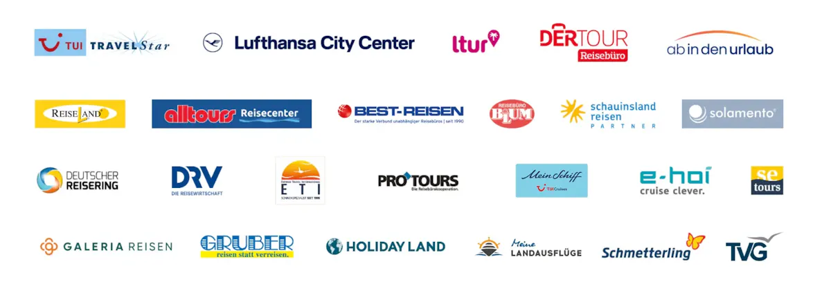 Partner von Holiday Extras, darunter TUI, Lufthansa City Center, Dertour, Ab In Den Urlaub und Alltours