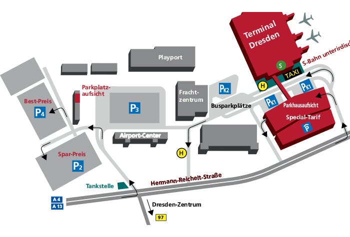 Flughafen Dresden P2 Außenparkplatz