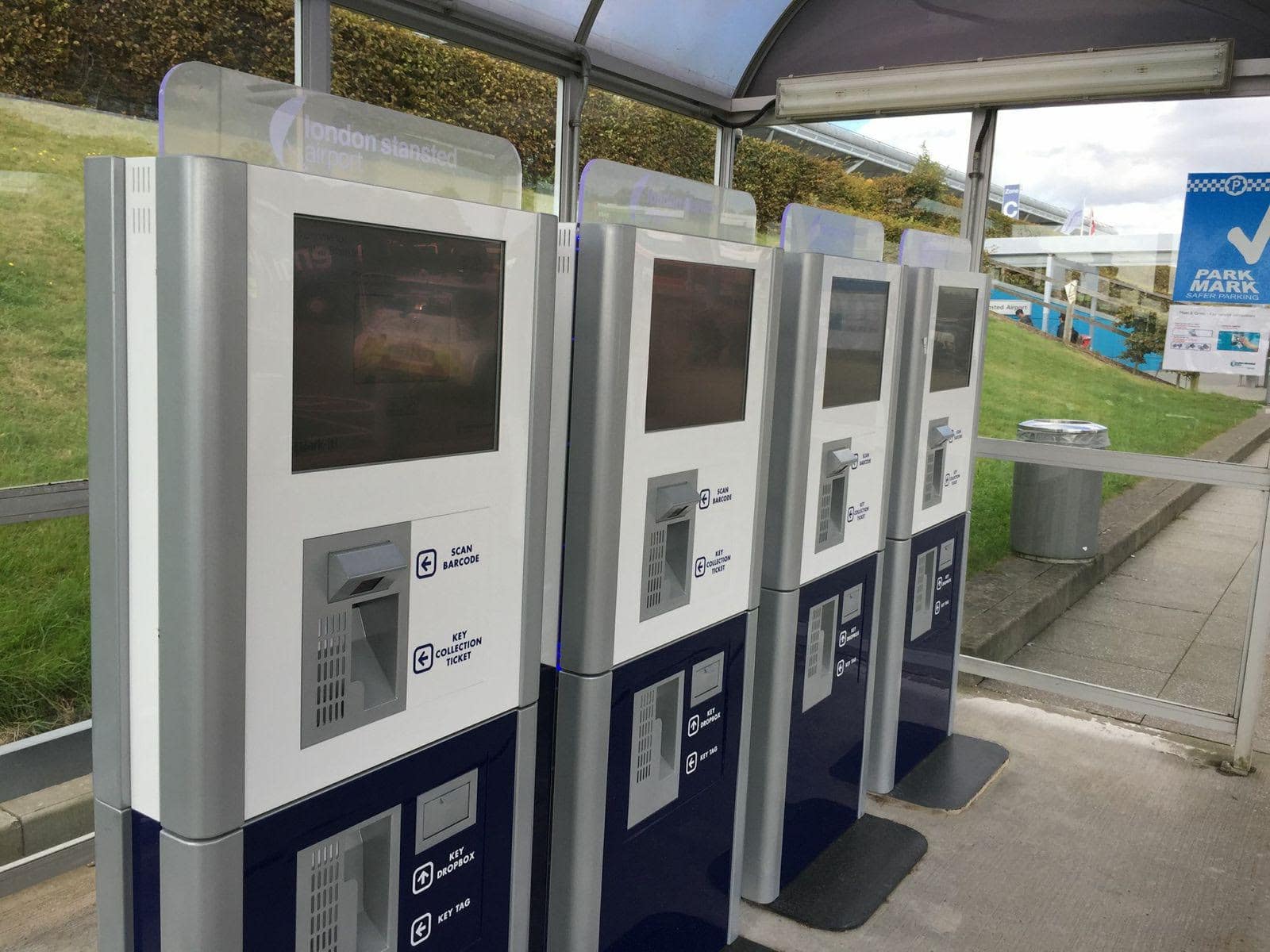 Self service kiosks at airport carparks