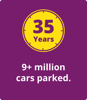 Purple Parking - 35 Years & 9 Million Cars Parked USP banner