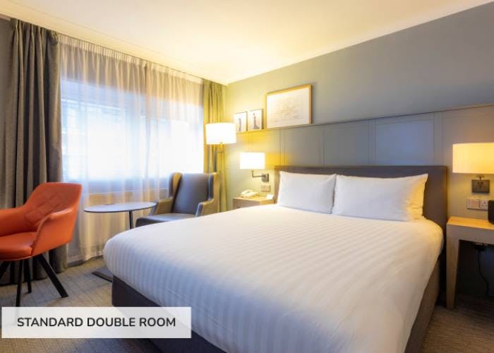 Interior of hotel double bedroom at Holiday Inn Airport Hotel