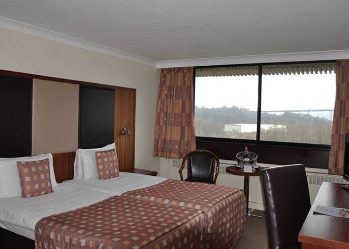 Interior of hotel double bedroom at Holiday Inn Airport Hotel
