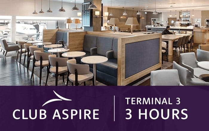 Club Aspire Heathrow Terminal 3 Lounge Logo and Seating