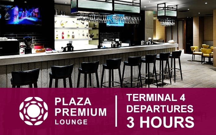Plaza Premium Heathrow Terminal 4 Bar and Logo