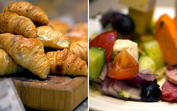 Plaza Premium Lounge at Heathrow Airport Terminal 2 - Croissant and Salad