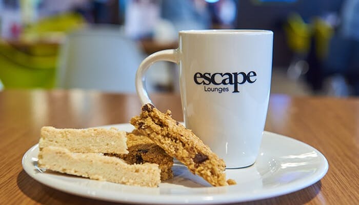 Manchester Airport Escape Lounges Terminal 3 Sandwich and Mug