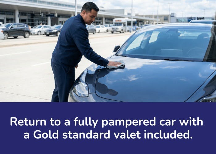 Return to a fully pampered car with a Gold standard valet included