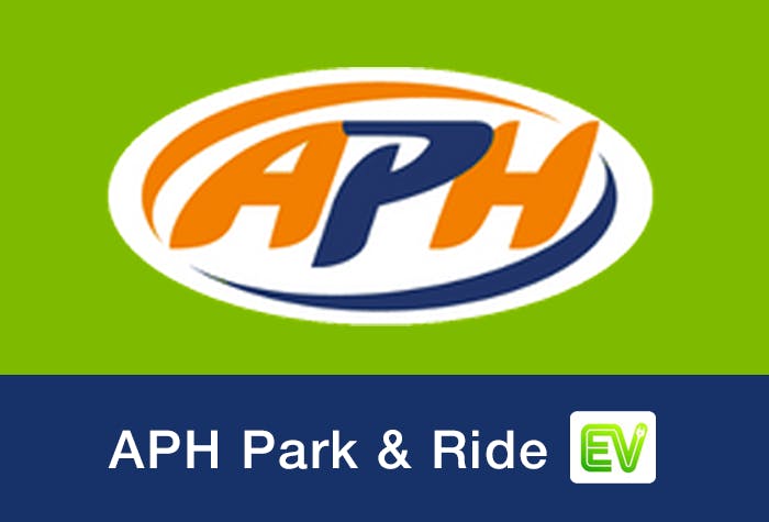 APH Park & Ride with Electric Charge Manchester Airport Logo - Manchester Airport