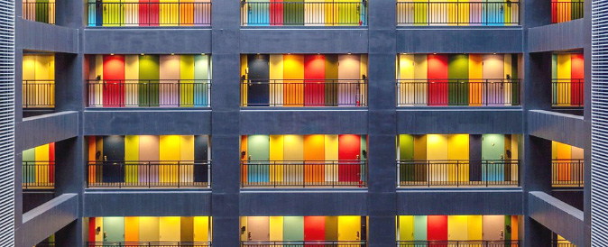 colourful Benidorm apartment doors