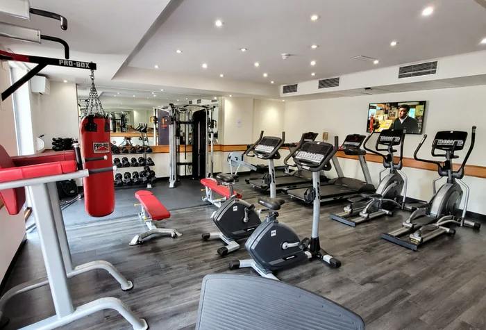 Cardio and weight-training equipment in the gym at Clayton Hotel Manchester Airport