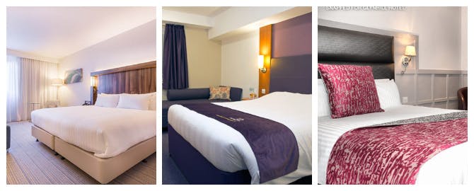 glasgow airport hotels close to the terminal, courtyard by marriott, travelodge, premier inn, and glynhill hotel bedrooms