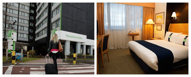 holiday inn glasgow airport exterior and bedroom