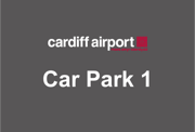 Logo for Cardiff Airport Parking Official Car Park 1 - the logo reads Cardiff Airport Maes Awyr Caerdydd Car Park 1
